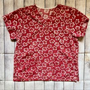 ▪️Red Hibiscus Scrub Top▪️